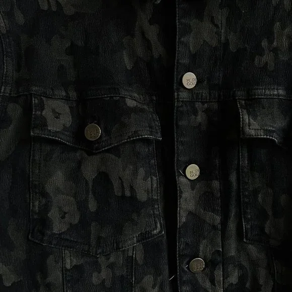 Made Gold dark green olive camo denim coord set skinny jeans + jean jacket